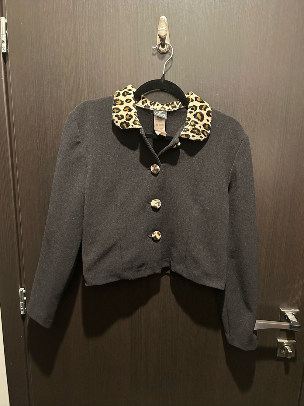 Vintage My Michelle Leopard detailed black blazer